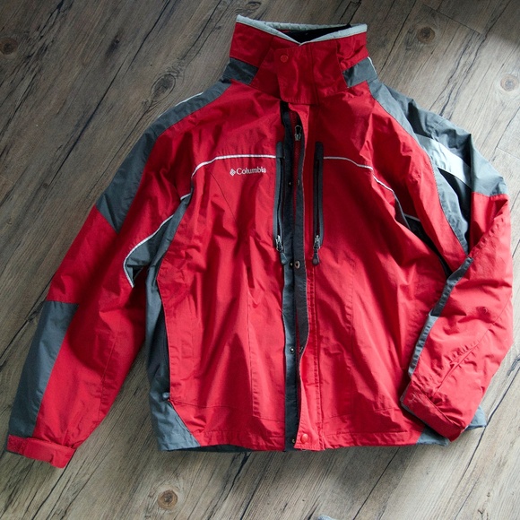 red columbia windbreaker